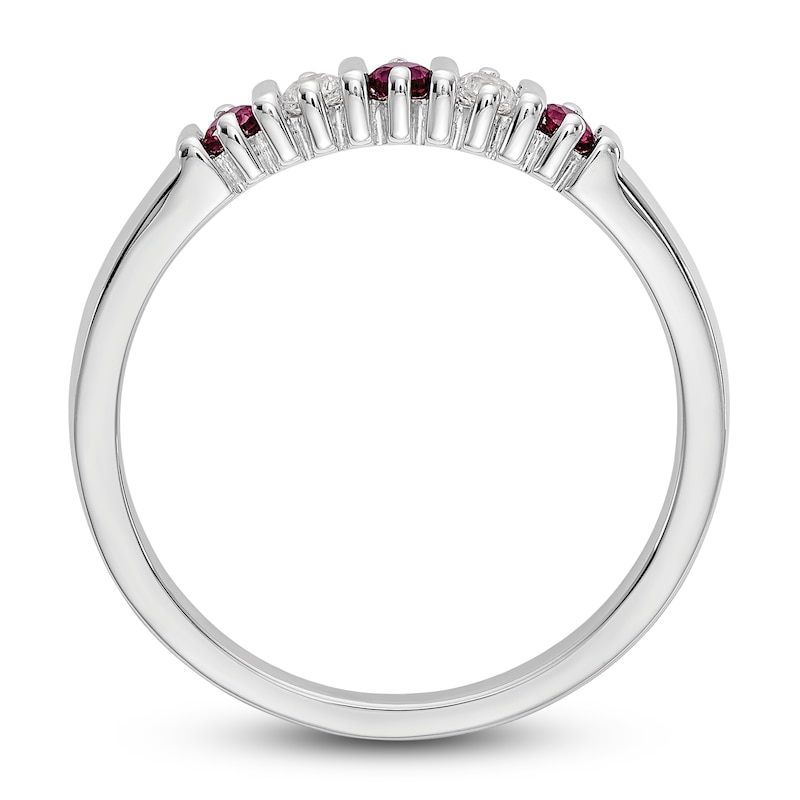 Main Image 2 of Natural Ruby Stackable Ring 1/15 ct tw Diamonds 14K White Gold