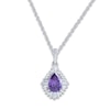 Thumbnail Image 0 of Natural Amethyst Pendant Necklace 1/6 ct tw Diamonds 14K White Gold 18"