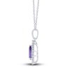 Thumbnail Image 1 of Natural Amethyst Pendant Necklace 1/6 ct tw Diamonds 14K White Gold 18"