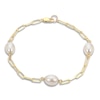 Thumbnail Image 1 of Freshwater Cultured Pearl Paperclip Bracelet 14K Yellow Gold 7.25&quot;