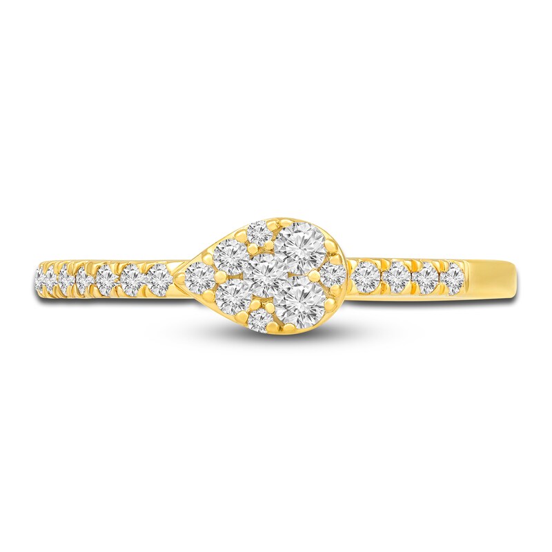 Main Image 3 of Diamond Teardrop Ring 1/4 ct tw Round 10K Yellow Gold