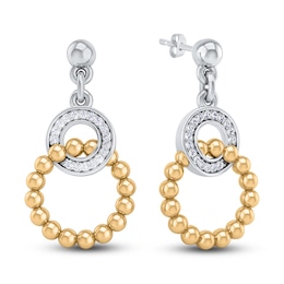 Diamond Drop Earrings 1/10 ct tw Round 14K Two-Tone Gold