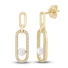 Thumbnail Image 1 of Freshwater Cultured Pearl Dangle Earrings 1/4 ct tw Diamonds 14K Yellow Gold