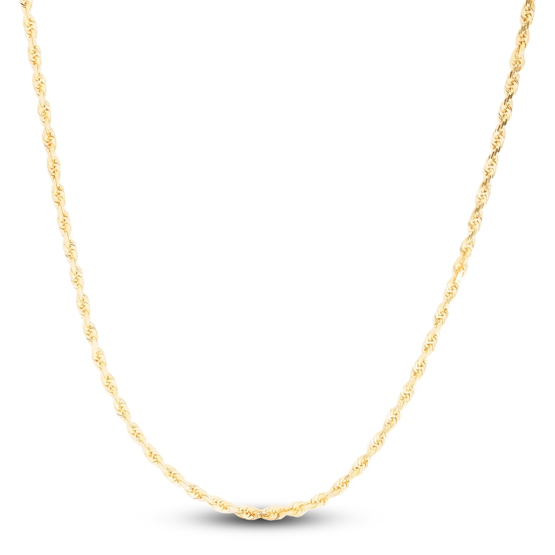 Solid Diamond-Cut Rope Chain Necklace 14K Gold 16" 2.5mm