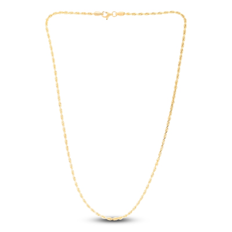 Main Image 2 of Solid Diamond-Cut Rope Chain Necklace 14K Yellow Gold 16&quot; 2.5mm