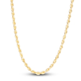 Solid Silk Rope Chain Necklace 14K Yellow Gold 22&quot; 4.3mm