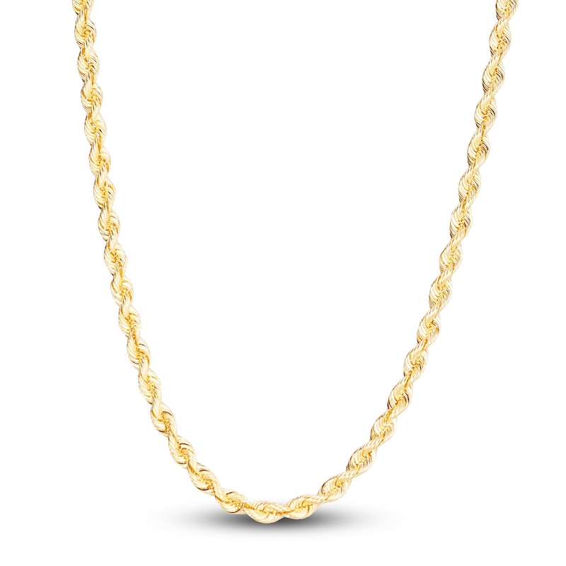 Main Image 1 of Solid Silk Rope Chain Necklace 14K Yellow Gold 22&quot; 4.3mm