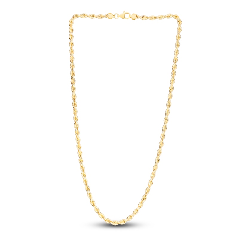 Main Image 2 of Solid Silk Rope Chain Necklace 14K Yellow Gold 22&quot; 4.3mm