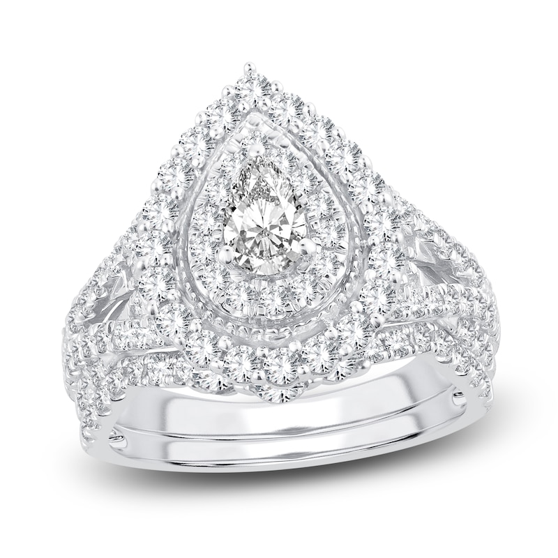 Main Image 1 of Diamond Bridal Set 1-3/4 ct tw Pear/Round 14K White Gold