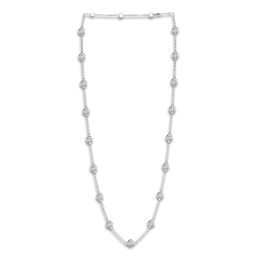 Diamond Station Necklace 5-1/3 ct tw Round 14K White Gold 18&quot;