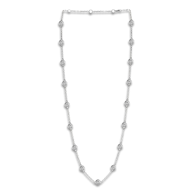 Main Image 1 of Diamond Station Necklace 5-1/3 ct tw Round 14K White Gold 18&quot;