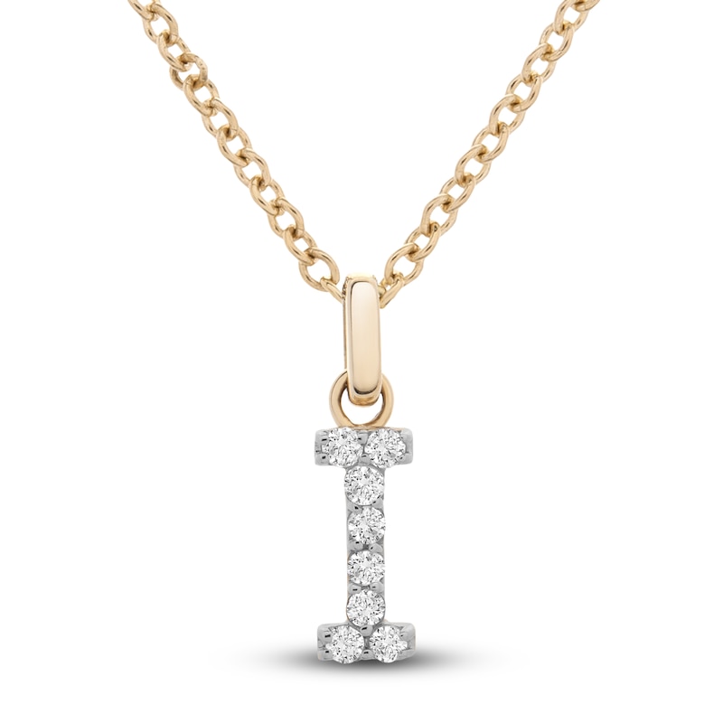 Main Image 1 of Diamond Letter I Necklace 1/10 ct tw Round 14K Yellow Gold 18&quot;