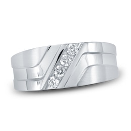 Men's Diamond Wedding Band 1/4 ct tw Round 14K White Gold