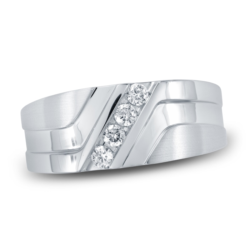 Main Image 1 of Men's Diamond Wedding Band 1/4 ct tw Round 14K White Gold