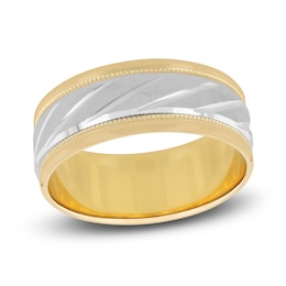 Men's High-Polish Wedding Band 14K Two-Tone Gold 8.0mm