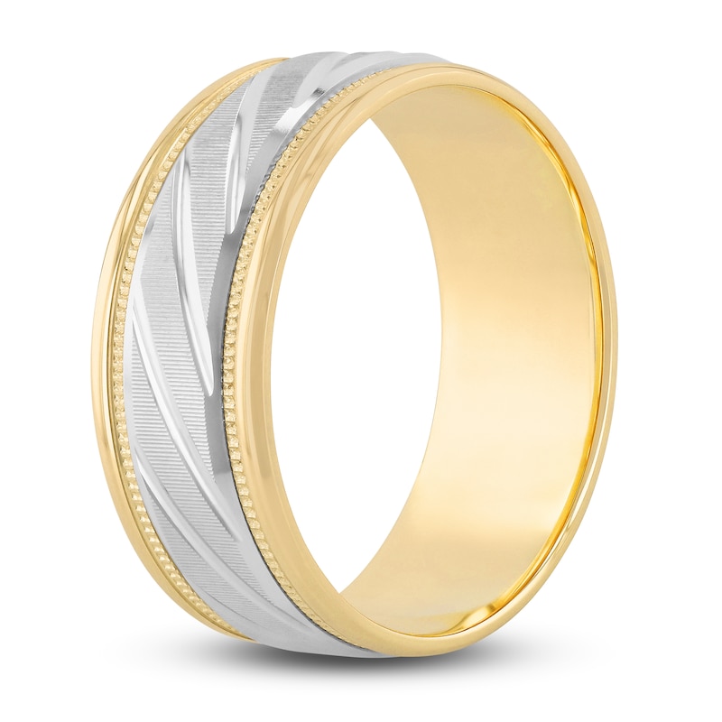 Main Image 2 of Men's High-Polish Wedding Band 14K Two-Tone Gold 8.0mm