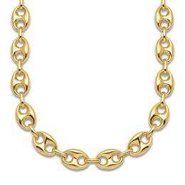 High-Polish Puffy Mariner Link Necklace 14K Yellow Gold 18&quot; 8.4mm