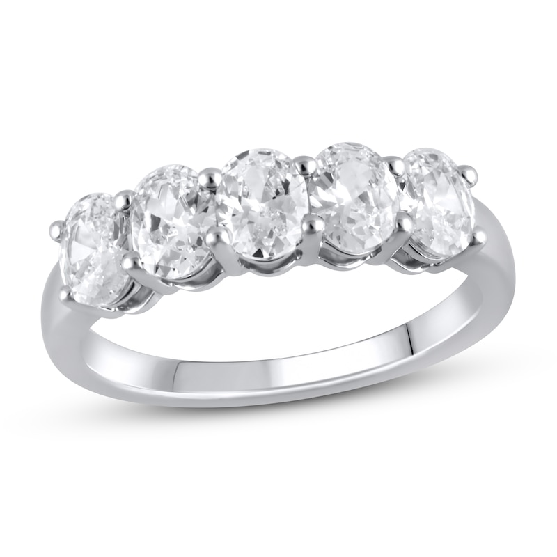 Main Image 1 of Lab-Created Diamond Anniversary Band 1-1/2 ct tw Oval 14K White Gold