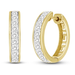 Men's Lab-Created Diamond Hoop Earrings 5/8 ct tw Round 14K Yellow Gold