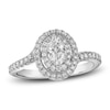 Thumbnail Image 1 of Oval & Round-Cut Diamond Double Halo Engagement Ring 7/8 ct tw 14K White Gold