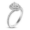 Thumbnail Image 2 of Oval & Round-Cut Diamond Double Halo Engagement Ring 7/8 ct tw 14K White Gold