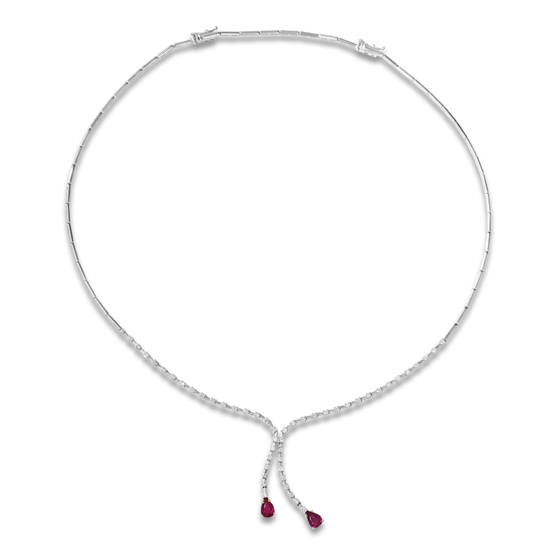 Le Vian Couture Pear-Shaped Ruby Dangle Necklace 1-1/3 ct tw Diamonds 18K Vanilla Gold