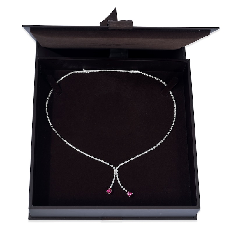 Le Vian Couture Pear-Shaped Ruby Dangle Necklace 1-1/3 ct tw Diamonds 18K Vanilla Gold