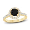 Thumbnail Image 0 of Brilliant Moments Round-Cut Black & White Diamond Halo Engagement Ring 2 ct tw 14K Yellow Gold