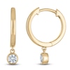 Thumbnail Image 0 of Certified Round-Cut Diamond Bezel-Set Solitaire Dangle Hoop Earrings 1/2 ct tw 14K Yellow Gold (I/I1)