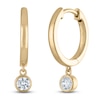 Thumbnail Image 1 of Certified Round-Cut Diamond Bezel-Set Solitaire Dangle Hoop Earrings 1/2 ct tw 14K Yellow Gold (I/I1)