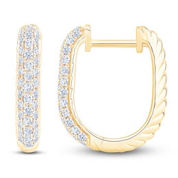 Diamond Twist Hoop Earrings 1/2 ct tw 14K Yellow Gold