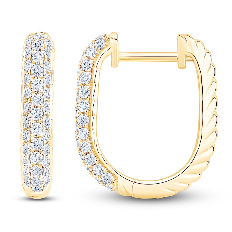 Main Image 1 of Diamond Twist Hoop Earrings 1/2 ct tw 14K Yellow Gold