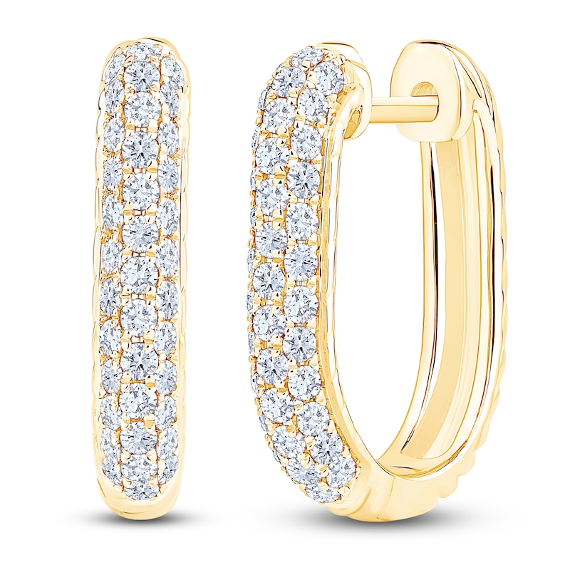 Main Image 2 of Diamond Twist Hoop Earrings 1/2 ct tw 14K Yellow Gold