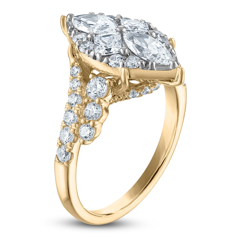 Brilliant Moments Marquise, Round & Princess-Cut Multi-Diamond Bypass Engagement Ring 2 ct tw 14K Two-Tone Gold