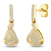 Thumbnail Image 1 of Pear-Shaped Natural Opal & Diamond Dangle Earrings 1/8 ct tw 14K Yellow Gold