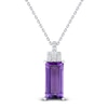 Thumbnail Image 0 of Baguette-Cut Natural Amethyst & White Lab-Created Sapphire Necklace Sterling Silver 18"