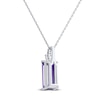 Thumbnail Image 2 of Baguette-Cut Natural Amethyst & White Lab-Created Sapphire Necklace Sterling Silver 18"