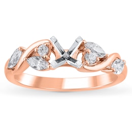 Certified Marquise & Round-Cut Diamond Twist Engagement Ring Setting 1/2 ct tw 14K Rose Gold