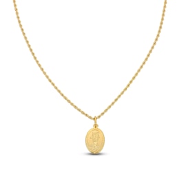 Men's Saint Christopher Oval Medallion Necklace 10K Yellow Gold 20&quot;