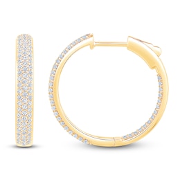 Brilliant Moments Diamond Inside-Out Hoop Earrings 1-1/2 ct tw 14K Yellow Gold