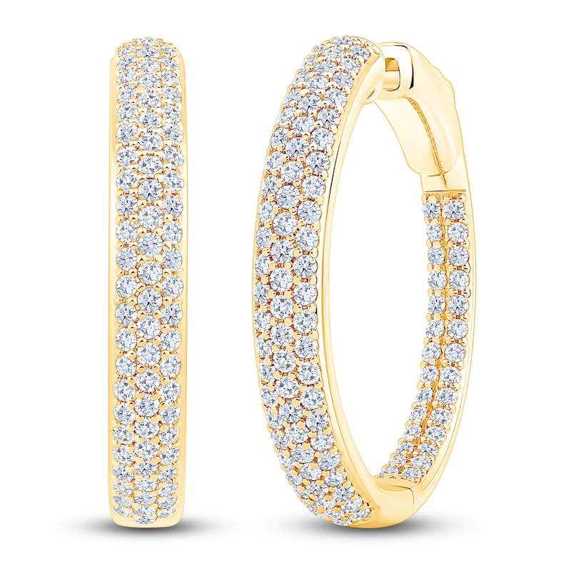 Main Image 2 of Brilliant Moments Diamond Inside-Out Hoop Earrings 1-1/2 ct tw 14K Yellow Gold