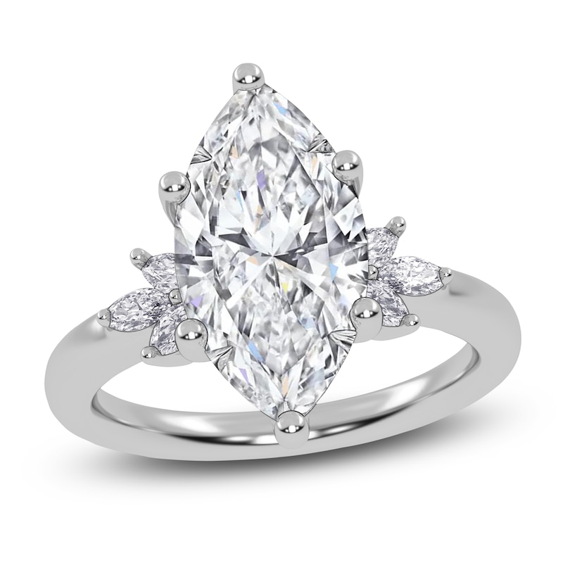 Main Image 1 of Marquise-Cut Lab-Created Diamond Engagement Ring 3-1/6 ct tw 14K White Gold