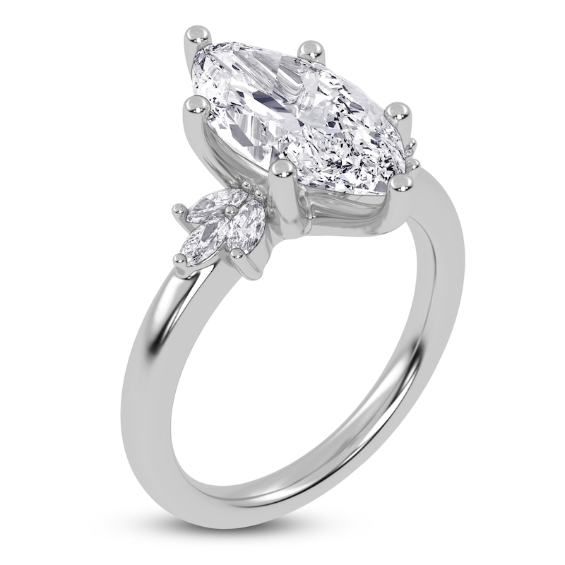 Main Image 2 of Marquise-Cut Lab-Created Diamond Engagement Ring 3-1/6 ct tw 14K White Gold