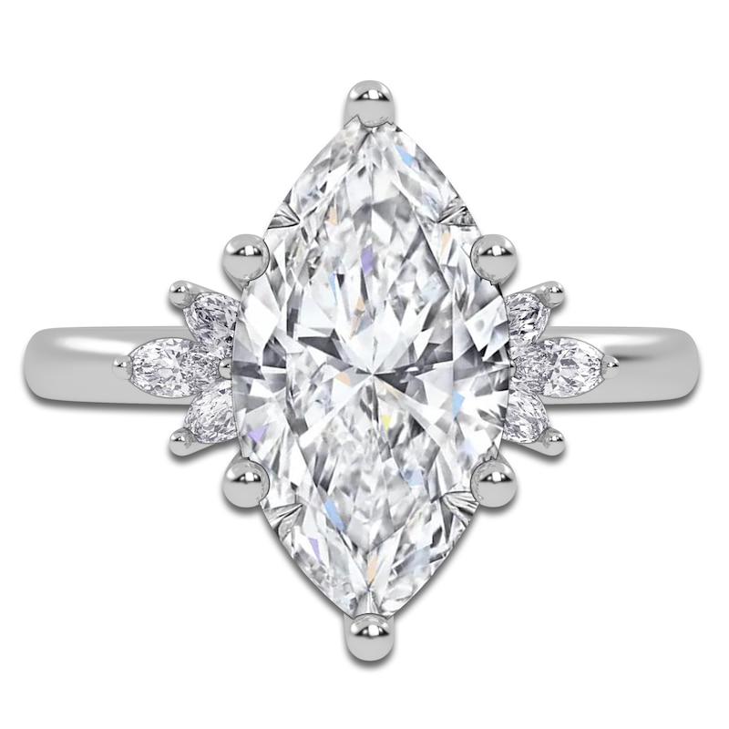 Main Image 3 of Marquise-Cut Lab-Created Diamond Engagement Ring 3-1/6 ct tw 14K White Gold