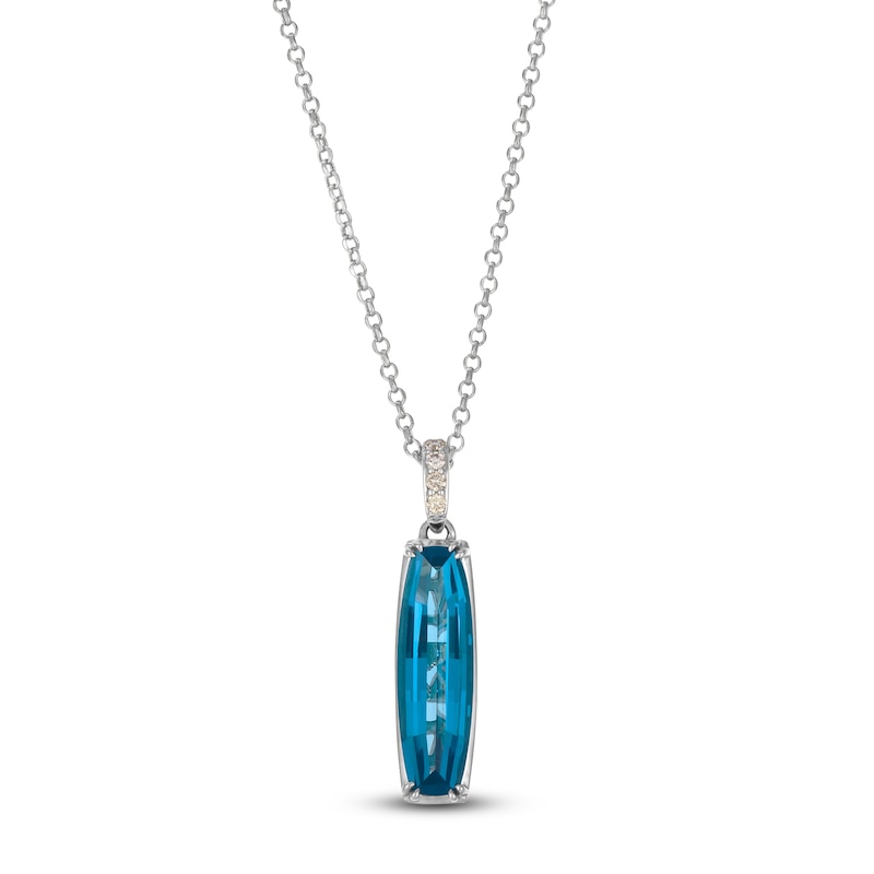 Main Image 1 of Le Vian Silhouette Elongated Cushion-Cut Natural Blue Topaz Necklace 1/20 ct tw Diamonds 14K Vanilla Gold 19&quot;