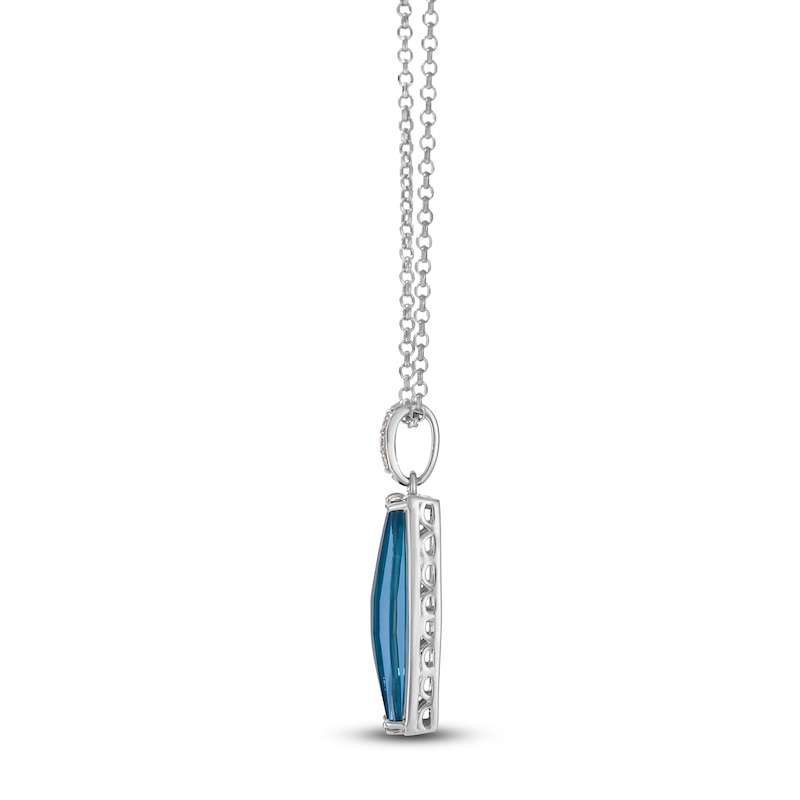 Main Image 2 of Le Vian Silhouette Elongated Cushion-Cut Natural Blue Topaz Necklace 1/20 ct tw Diamonds 14K Vanilla Gold 19&quot;