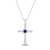 Thumbnail Image 1 of Blue & White Lab-Created Sapphire Cross Necklace Sterling Silver 18&quot;