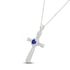 Thumbnail Image 2 of Blue & White Lab-Created Sapphire Cross Necklace Sterling Silver 18&quot;