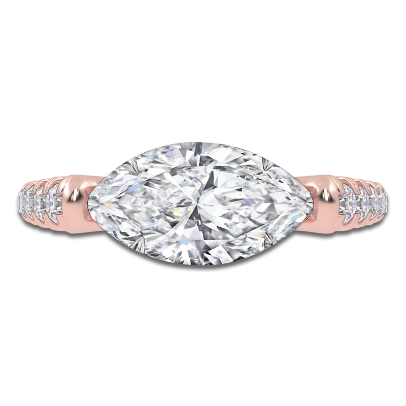 Main Image 3 of Marquise-Cut Lab-Created Diamond Engagement Ring 2-1/3 ct tw 14K Rose Gold