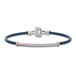 Baraka Men's Diamond Cord Bracelet 1/20 ct tw Stainless Steel, Dark Blue Ion Plating & 18K Rose Gold 7.75&quot;